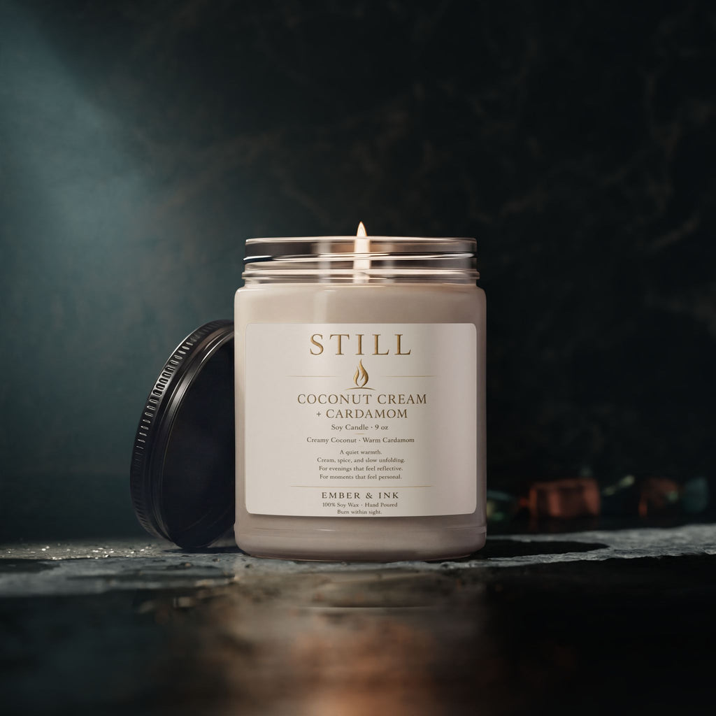 Still Coconut Cream + Cardamom Soy Candle — 9oz Scented Jar