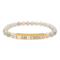 Engraved Natural Stone Stretch Bar Bracelet — "I AM EMBER" Affirmation Beaded Bracelet