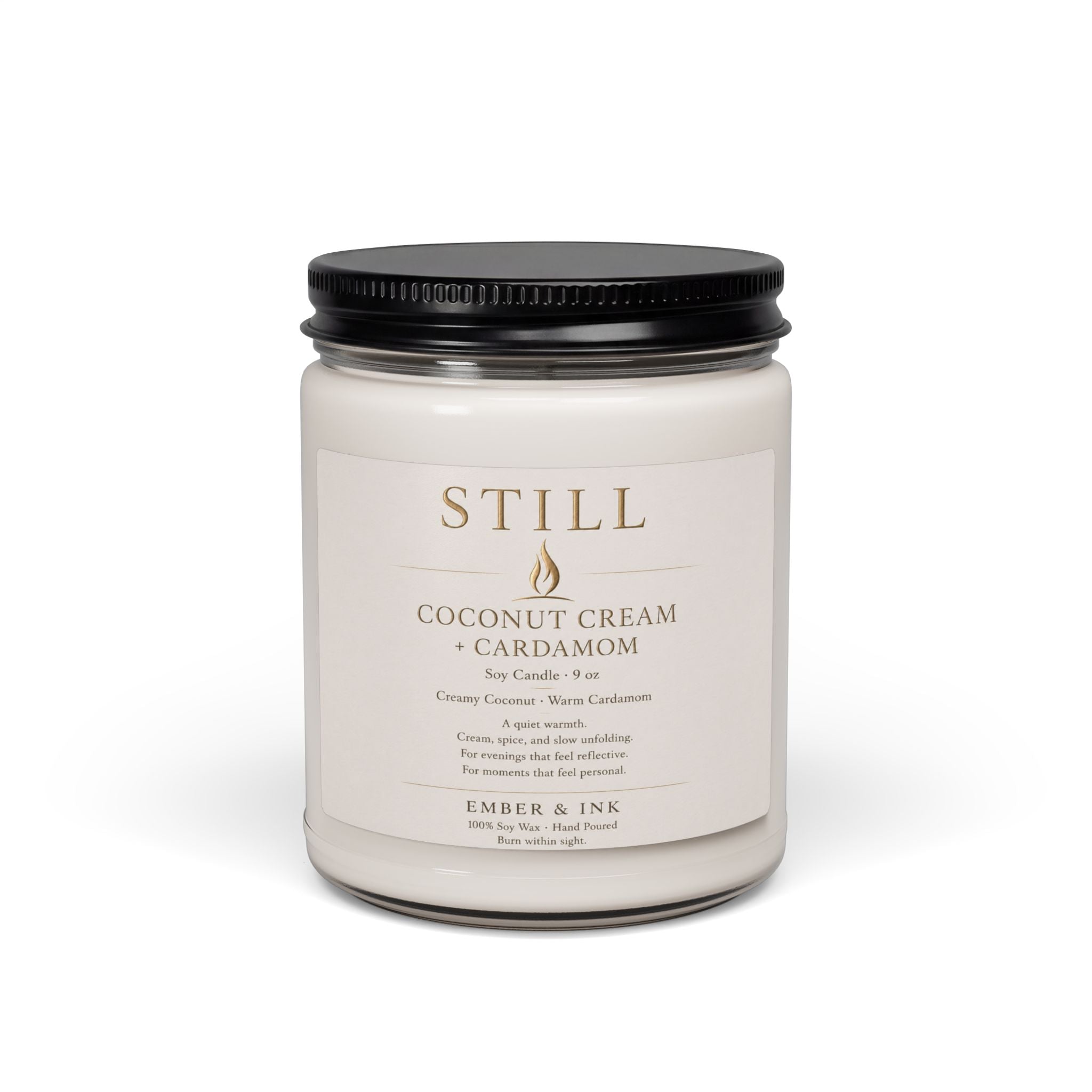 Still Coconut Cream + Cardamom Soy Candle — 9oz Scented Jar