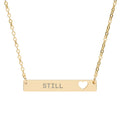 Engraved Heart Cutout Bar Necklace — Personalized Name/Message Pendant, Sterling Silver